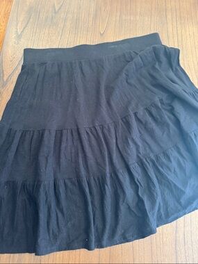 LOFT Black Tiered Skater Skirt